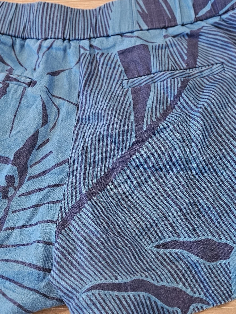 J.Crew Blue Patterned Linen Shorts